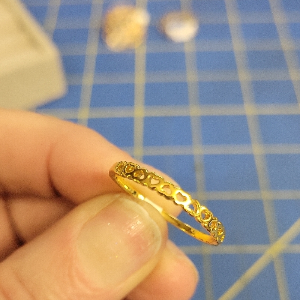 Gold Tone Heart Half Around Ring